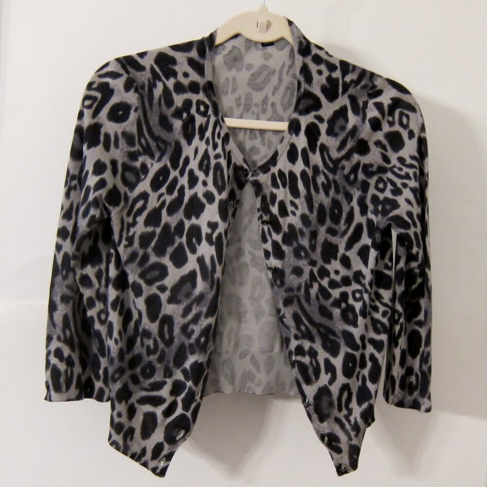 Ann Taylor animal print cardigan silk and cotton, size S.